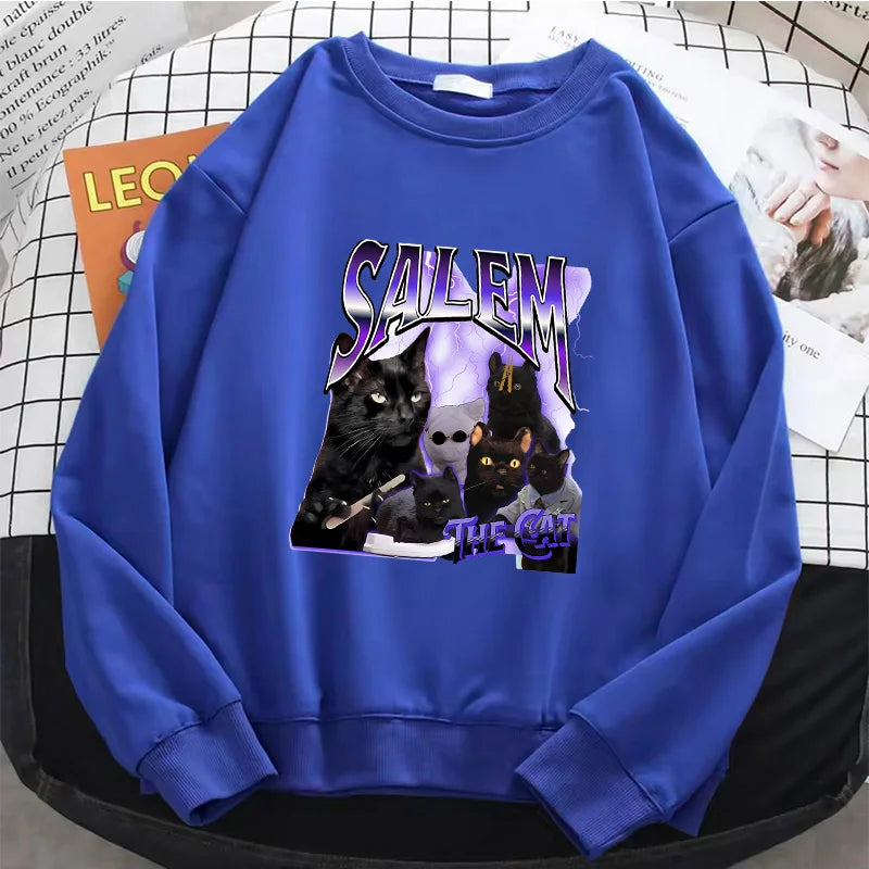 Black Cat Design Printed Hoodies