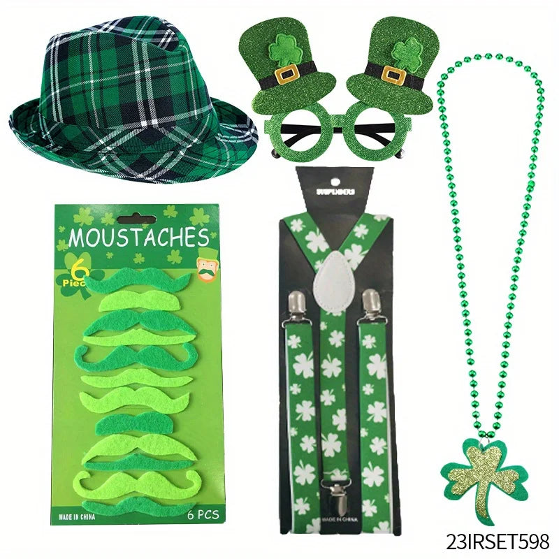St. Patrick's Day hats, ties, skirts, various outfits suitable for Mardi Gras party role-playing supplies