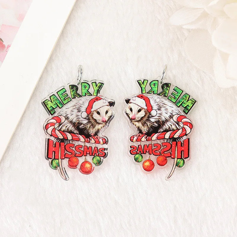 Yak Raccoon Christmas Tree Acrylic Charms Wholesale Bulk for Earring DIY Accessories 5PCS/LOT