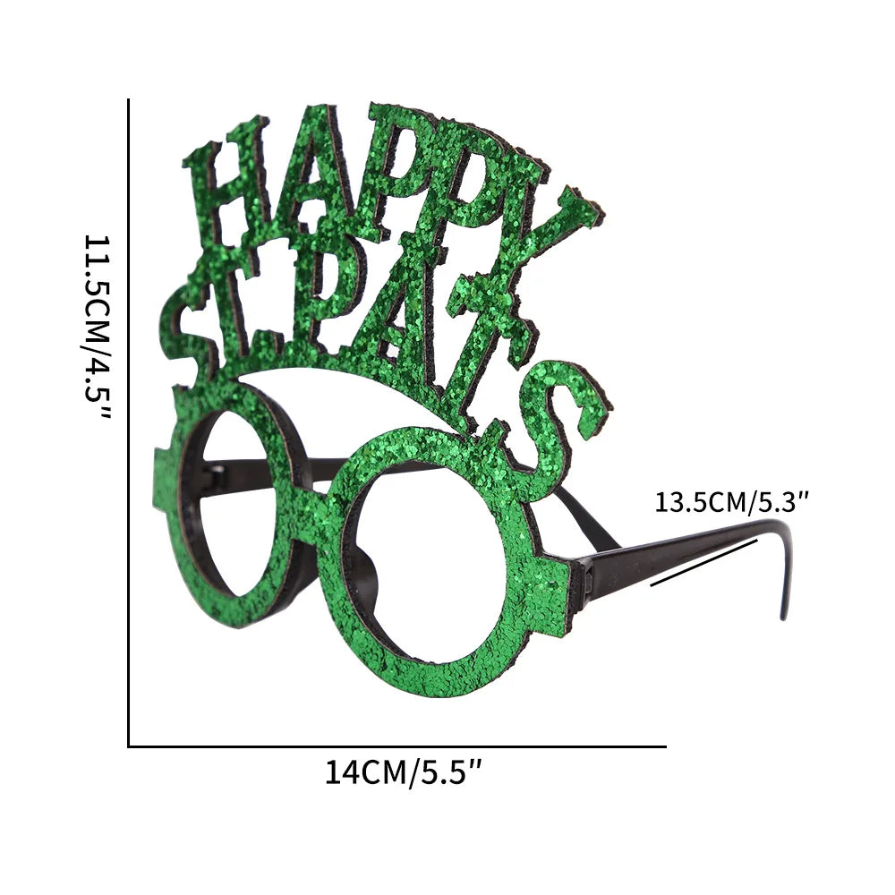 St. Patrick's Day Decorative Kids' Dress up Frame Green Hat Clover Plastic Glasses Frame 2025 Theme Irish Celebration Accessory