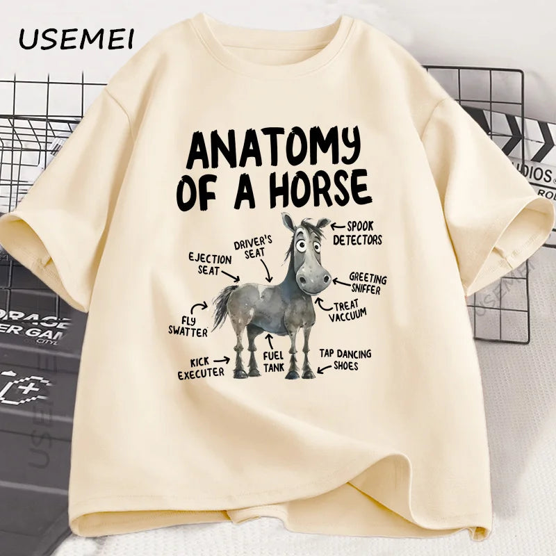 Anatomy of A Horse T Shirt Funny Horse Lover T-shirt Men Women Graphic Streetwear Short Sleeve Tshirt Harajuku Mens Clothing