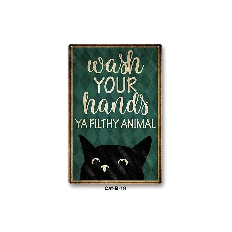 Black Cat Art Decor Home Metal Tin Sign