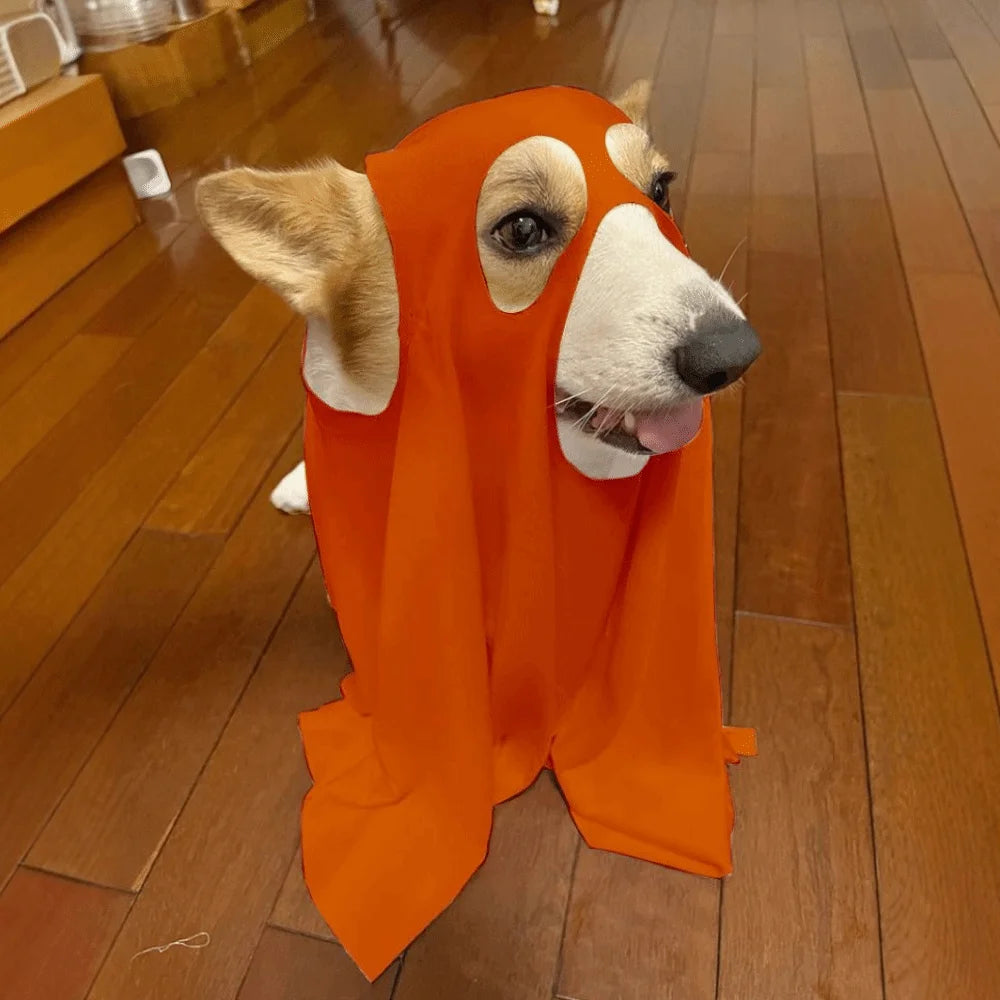 Funny Breathable Dog Ghost Cape Scary Soft Halloween Ghost Dog Costume Decorative Ghost Dog Cloak Party