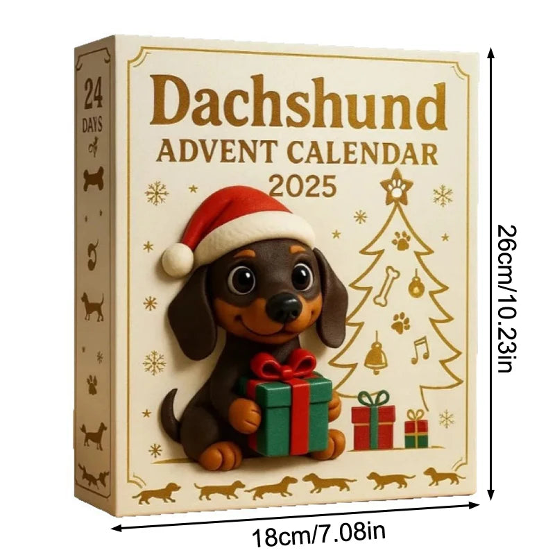 2025 Dachshund Advent Calendar 24 Days Christmas Countdown Cute Acrylic Holiday Tree Decoration for Dog Lovers