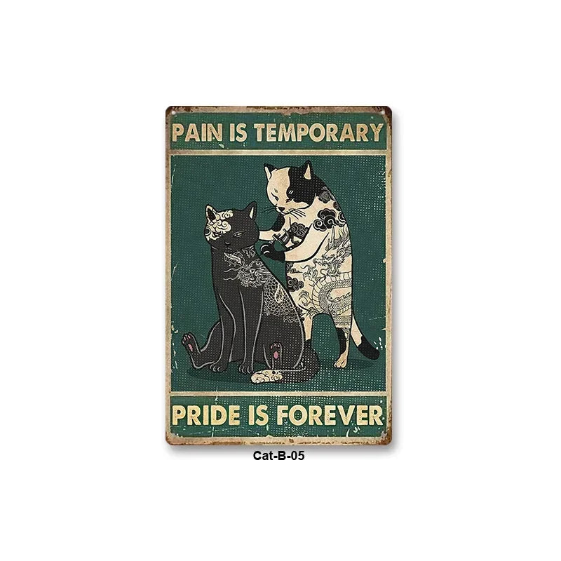 Black Cat Art Decor Home Metal Tin Sign