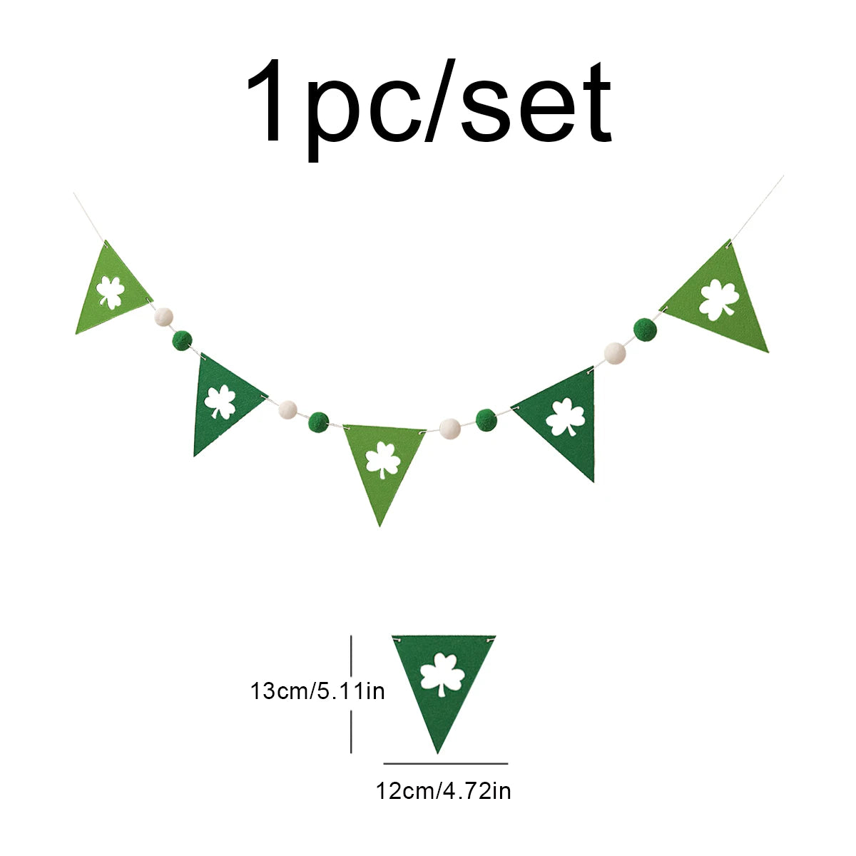 Irish St Patrick's Day felt dark green clover light green clover yellow fishtail clover pennant party decoration layout banner p