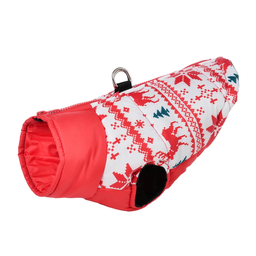 Christmas Dog Costume For Winter Festival Party Pet Jacket For Small Medium Dogs New Year Snowman Print Dogs Outfits With D-ring