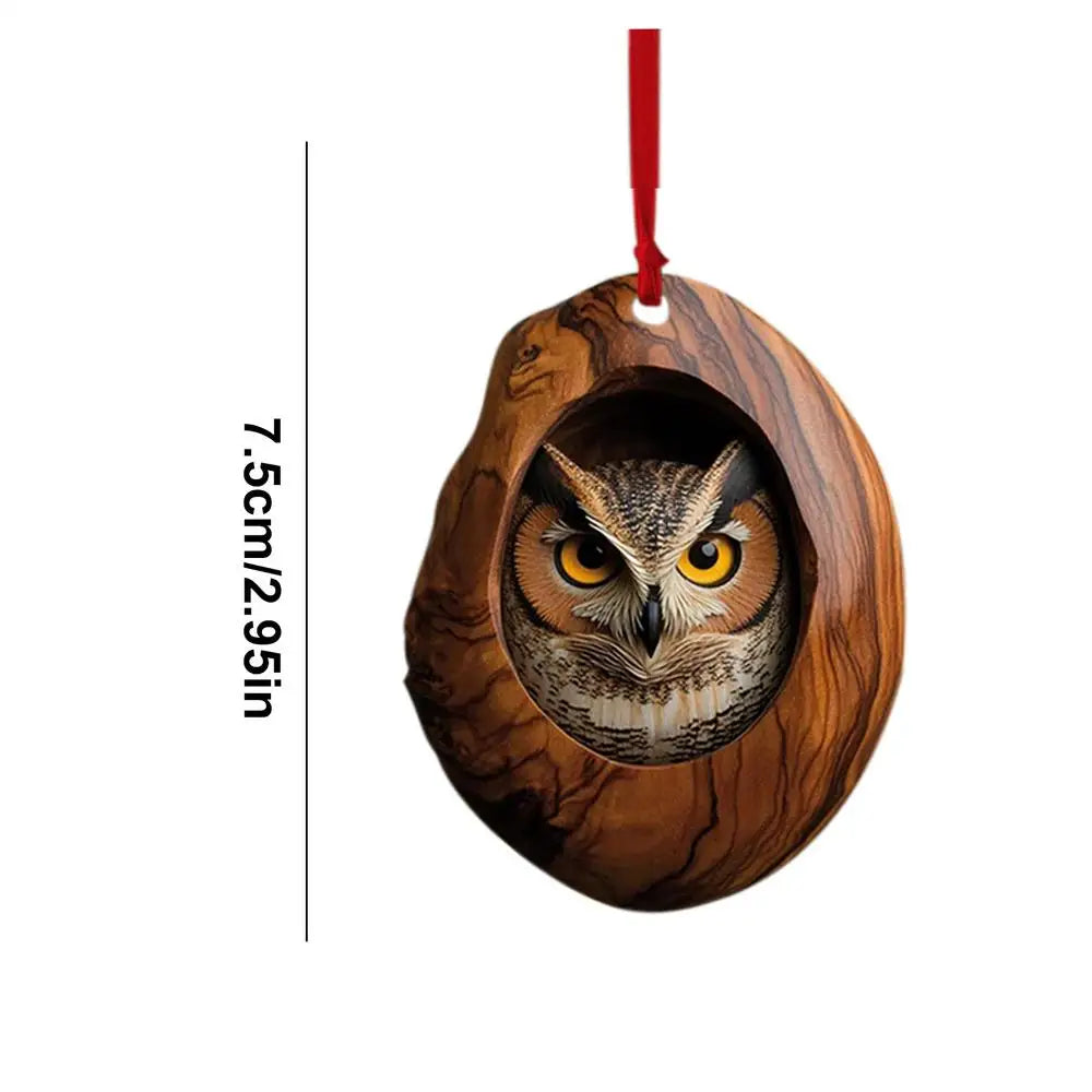 Christmas Raccoon Owl Acrylic Pendant 2D Animal Christmas Tree Pendant Ornament 2025 Xmas Navidad 2026 New Year Party Supplies
