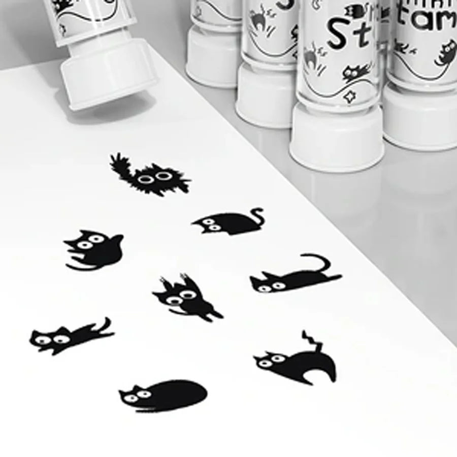 Cute black cat stamp