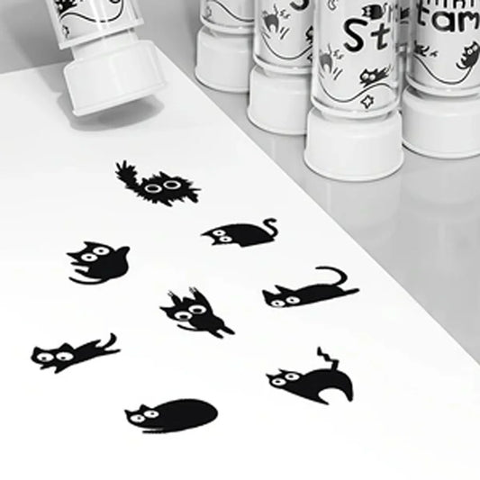 Cute black cat stamp