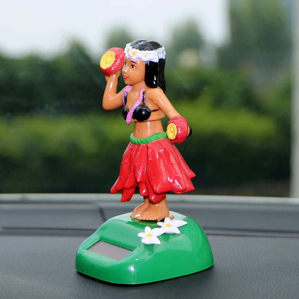 Car Decoration Hawaii Girl Interior Accessories Car Ornaments Auto Interior Shaking Head Toy Solar Hula Decompression