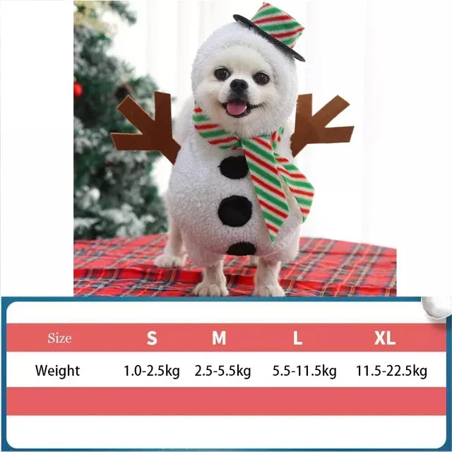 Christmas Snowman Dog Clothes Funny Standing Snowman Costumes Party Clothes Warm Cat Soft Jacket Hoodie Outfit Party Clothing