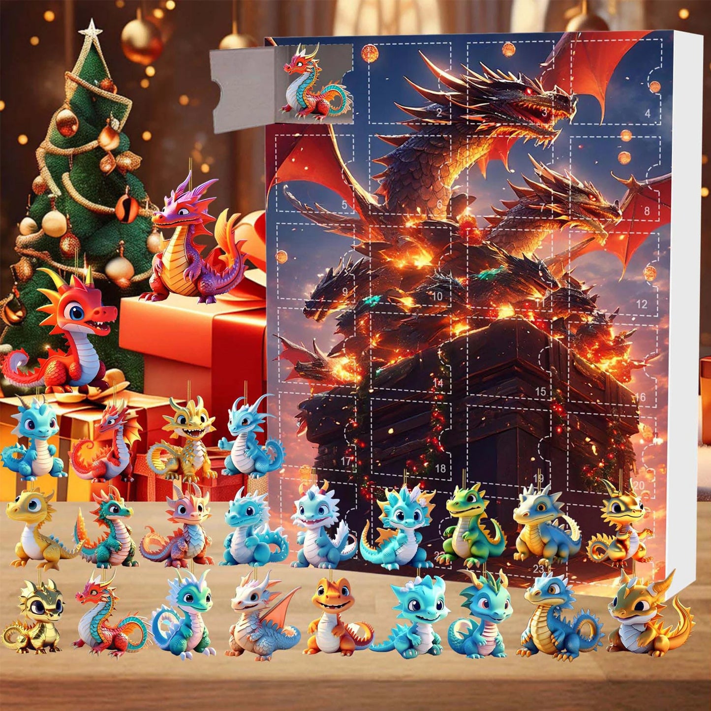 Dog/Dragon/Cat 24 Days Christmas Countdown Calendar Christmas Advent Calendar Xmas Countdown Calendar for Dog Lovers 2D
