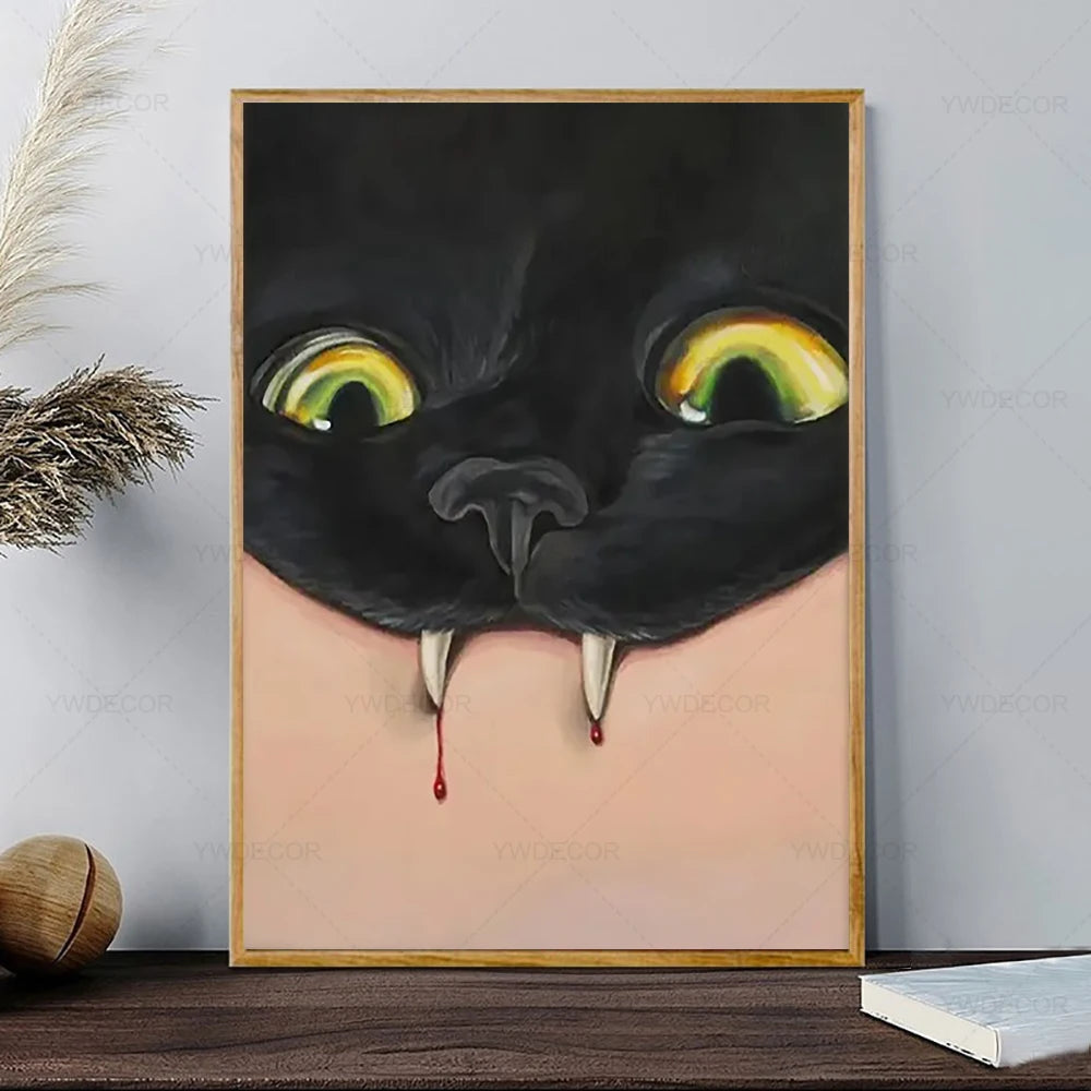 Black Cat Retro Canvas
