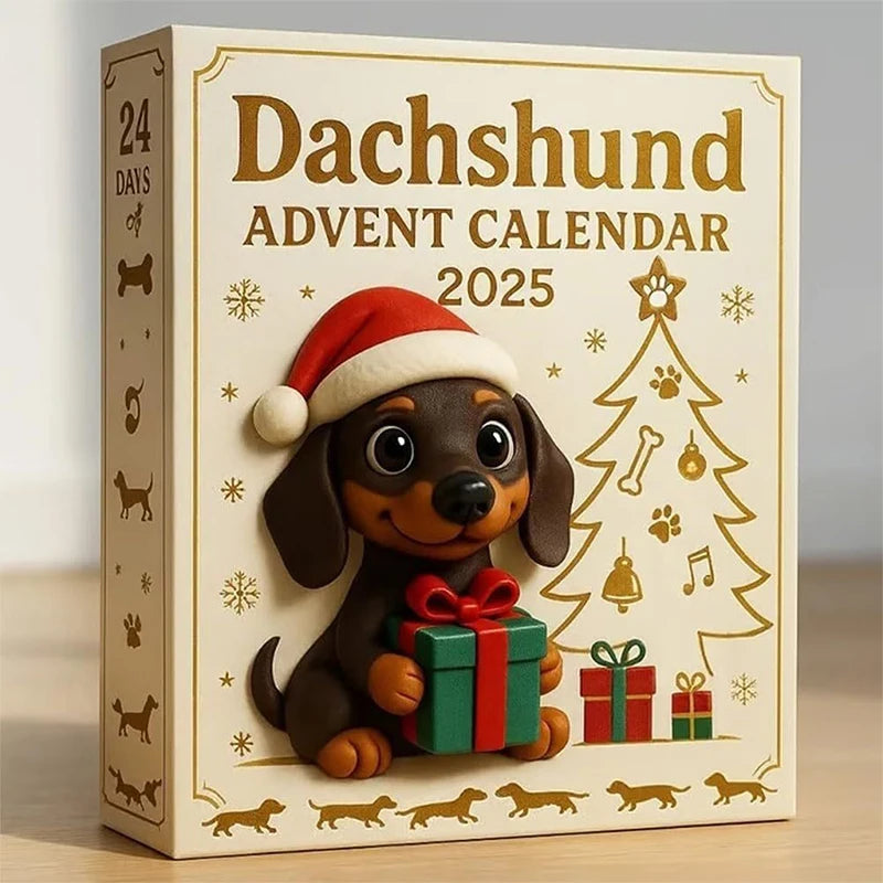 2025 Dachshund Advent Calendar 24 Days Christmas Countdown Cute Acrylic Holiday Tree Decoration for Dog Lovers