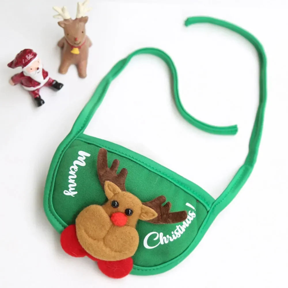 Christmas Puppy Dog Cat Costume Xmas Cat Santa Elk Hat with Bandana Bib Scarf Set Cat Accessories Pet Holiday Dress Up Supplies