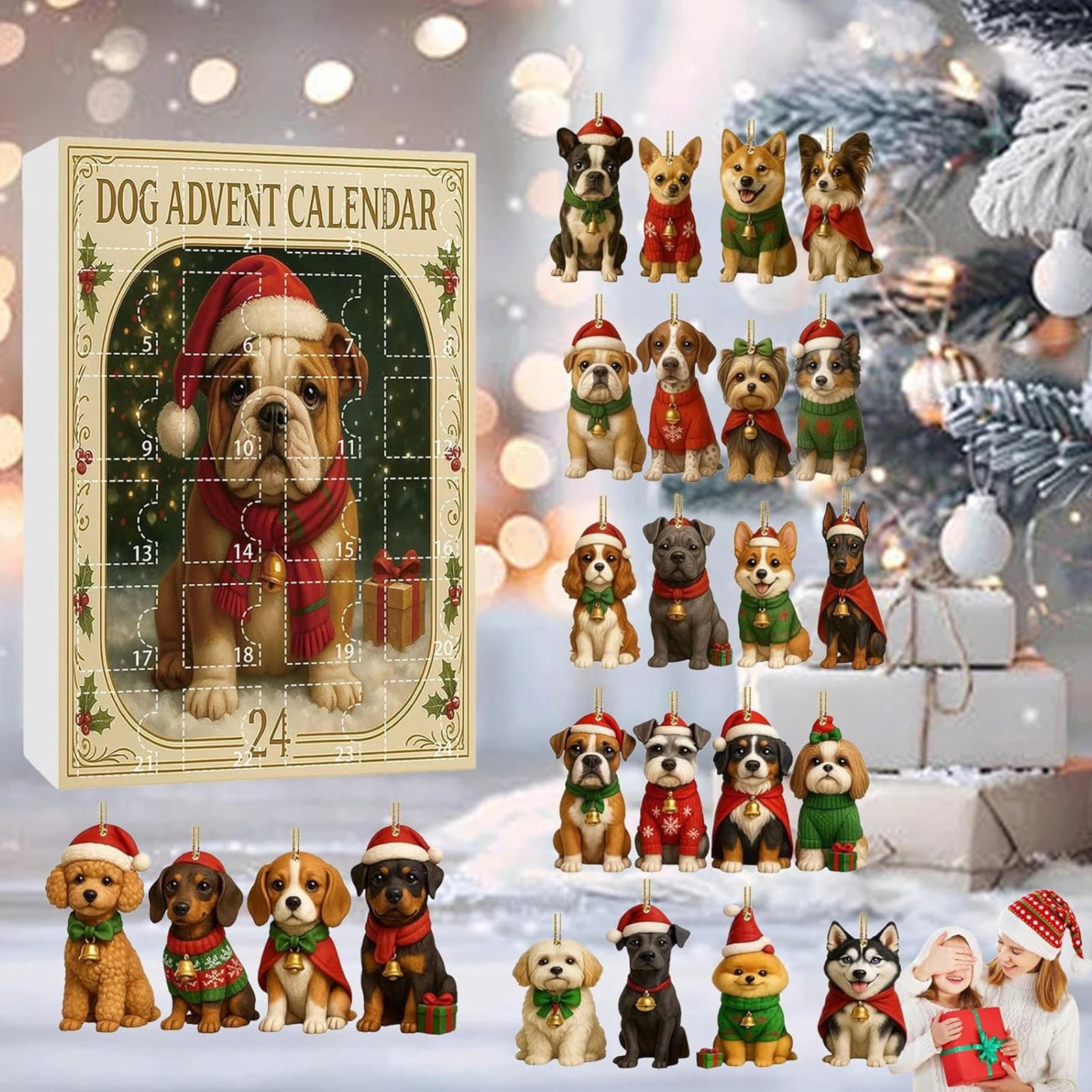 Dog/Dragon/Cat 24 Days Christmas Countdown Calendar Christmas Advent Calendar Xmas Countdown Calendar for Dog Lovers 2D
