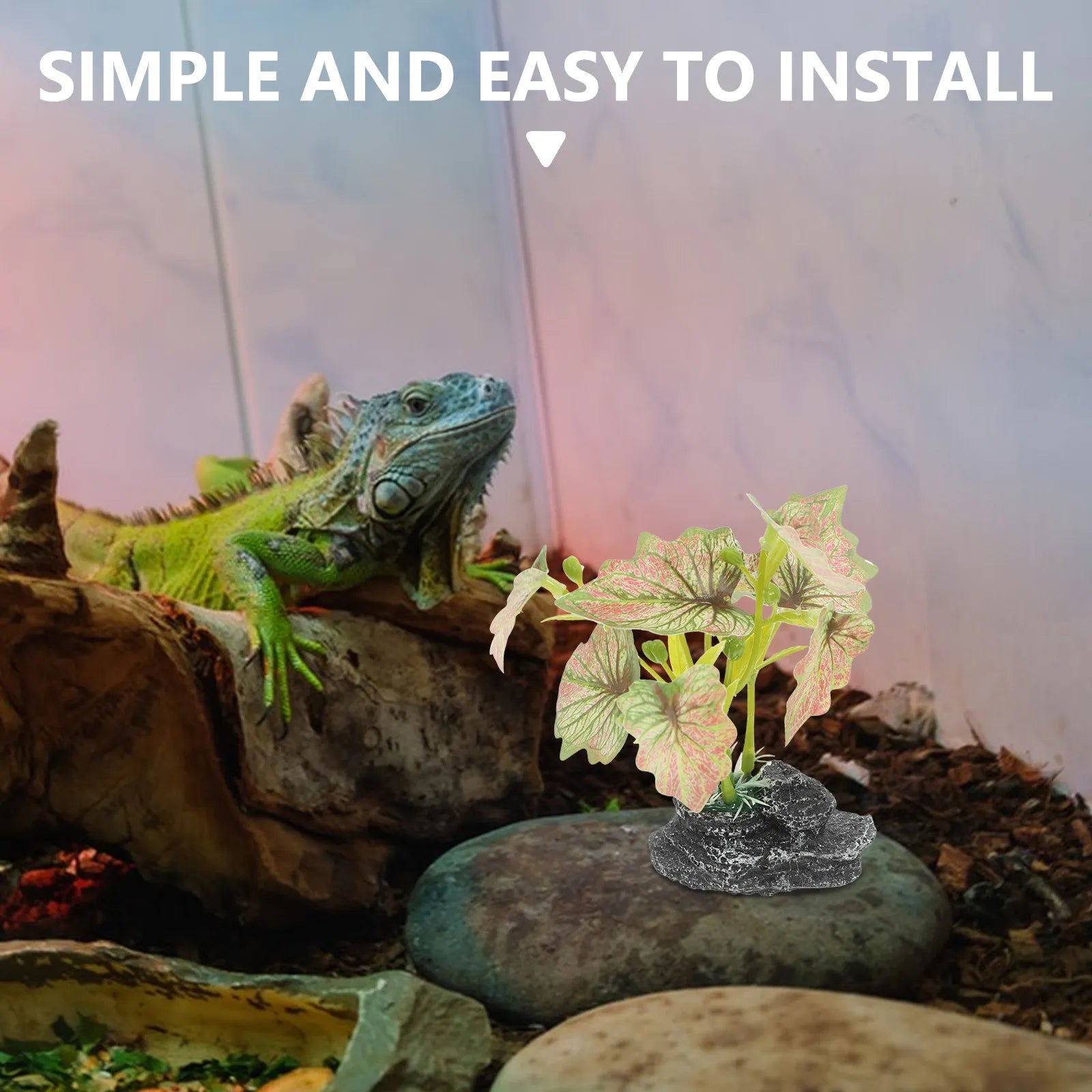Realistic Reptile Climbing Decorative Plant Artificial Aquarium Plant Terrarium Decoration for Bearded Dragon Hermit Crab Fish