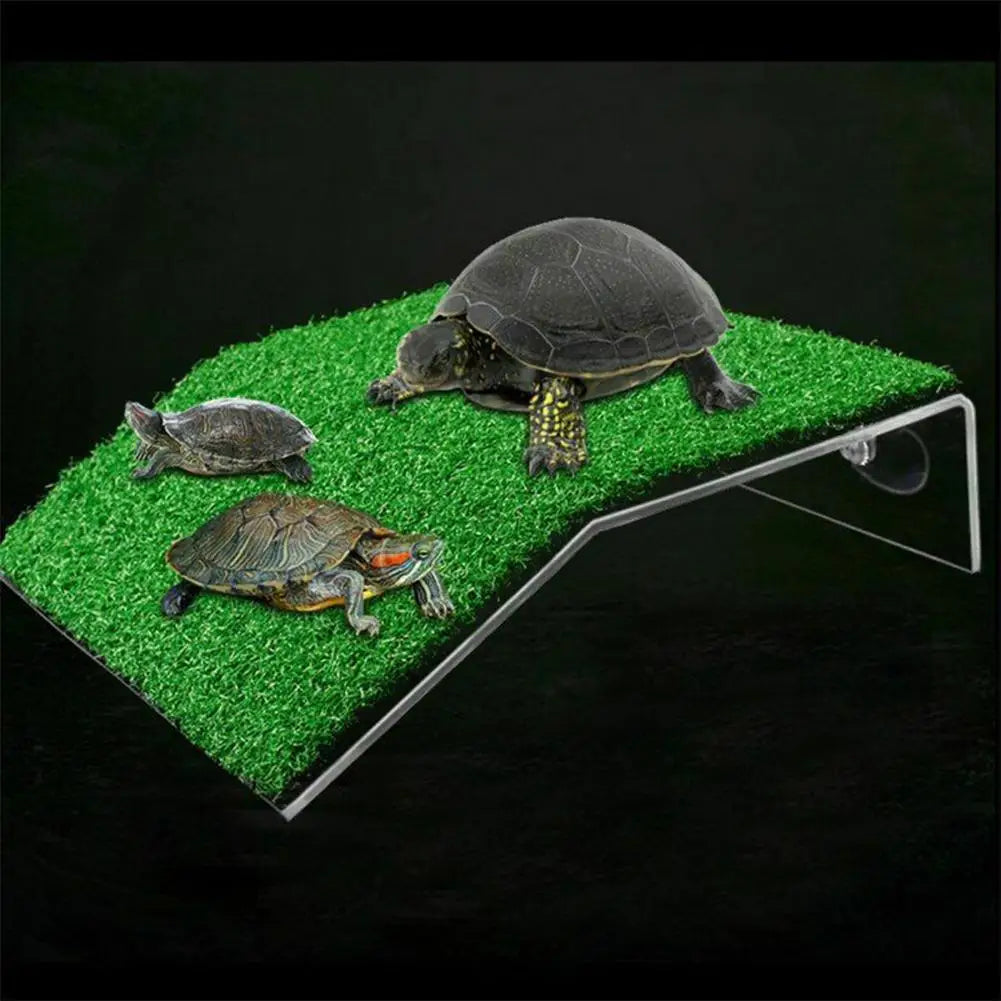 Turtle Basking Platform Lawn Resting Basking Platform Simulation Grass Ramps Tortoise Habitat Terrace Turtle Tank Accessories