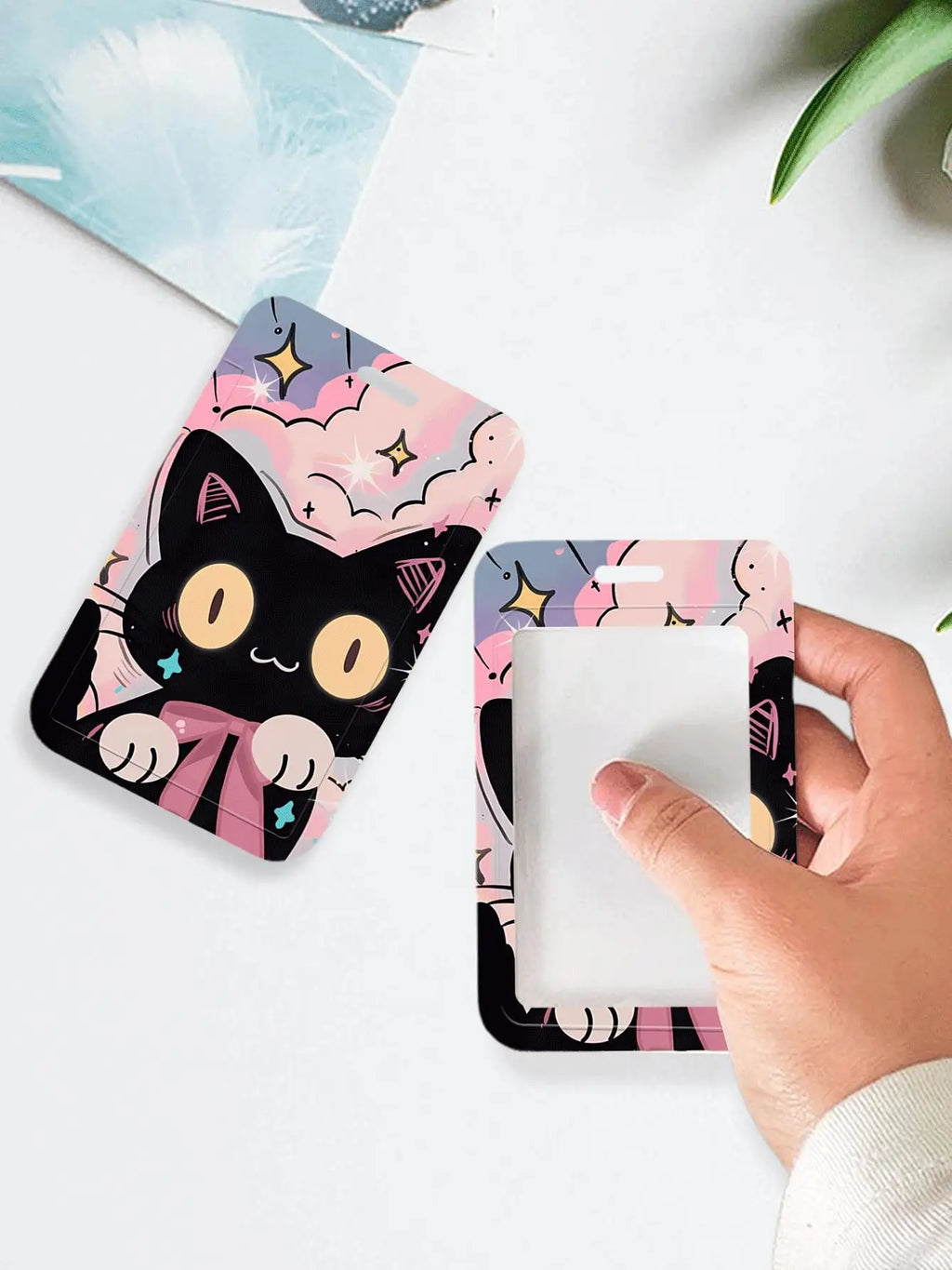 Cute Black Cat Bank Business Work Card Holder