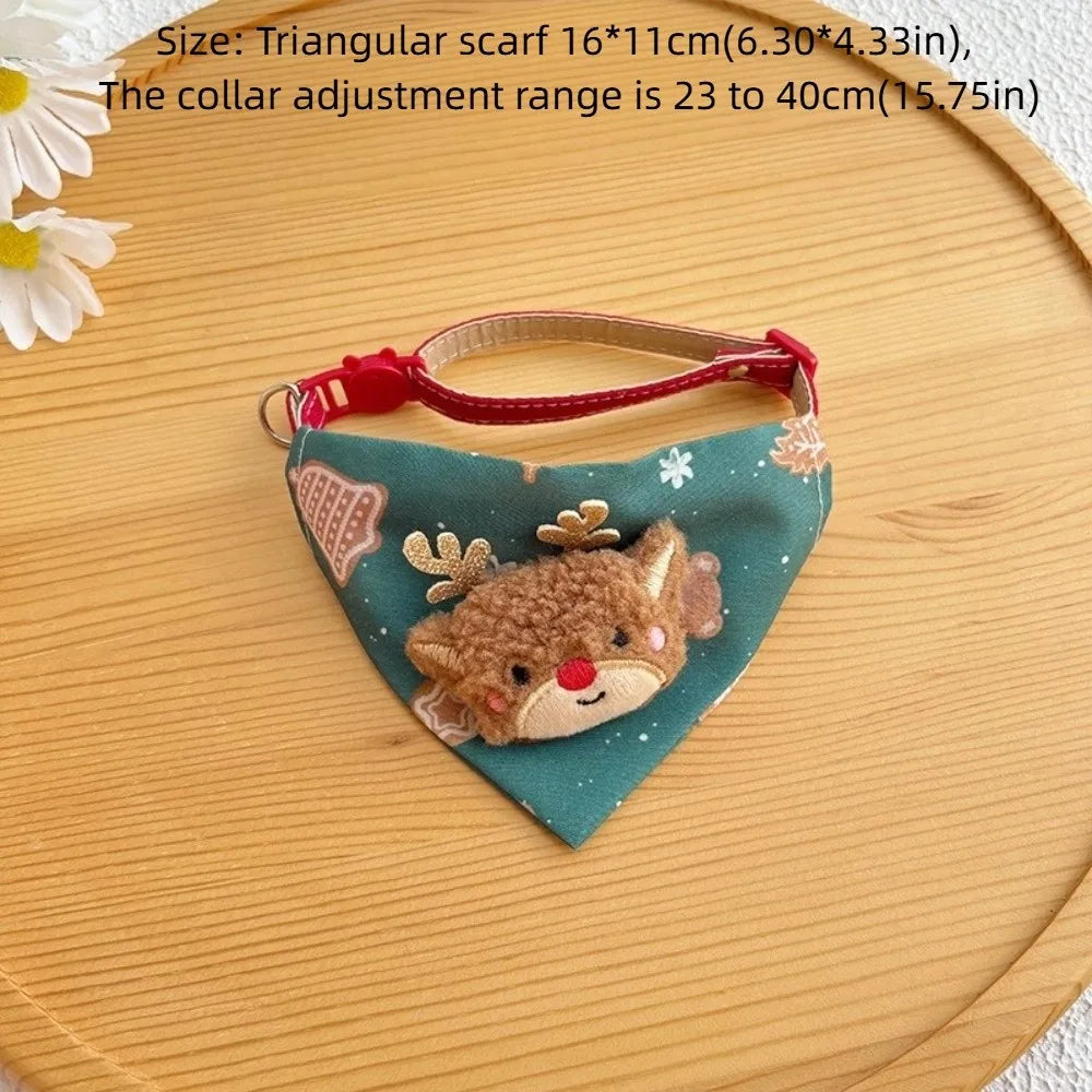 Cute Adjustable Christmas Dog Collar Dirt-resistant Christmas Decor Dog Bandanas Universal Soft Cat Collar Pet Scarf