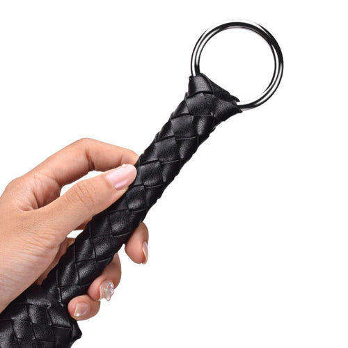 116CM Horse Whip PU Leather BULLWHIP HorseRiding Equestrian Training Whip with Iron Hoop Handle