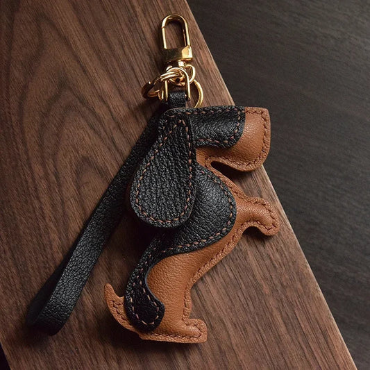 Basset Hound Handmade Leather Keychain