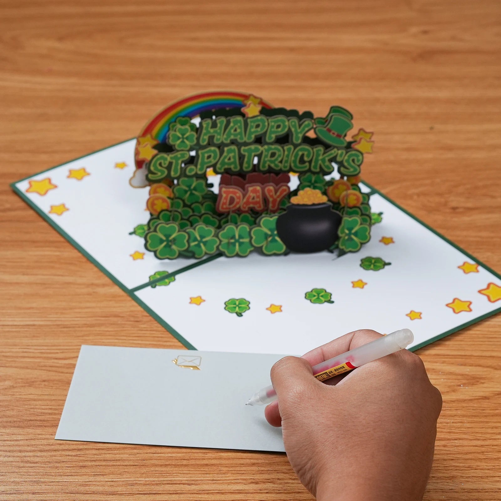 Happy St Patrick's Day Pop Up Card 3D Greeting Cards Festival Gift Clover