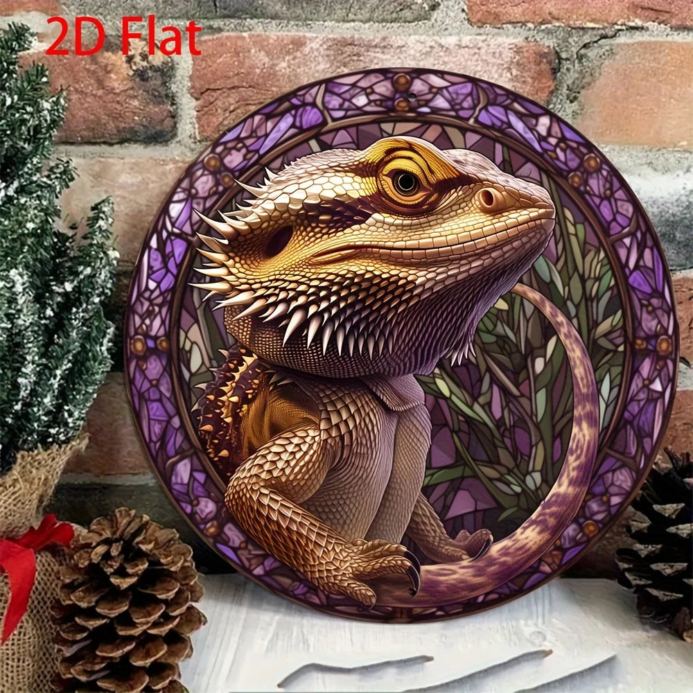 Reysun Bearded Dragon Wall Art 8x8 Inch Vintage Metal Farmhouse Decor Sculpture