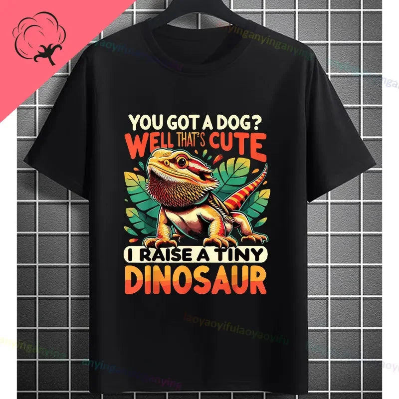 Men's "Bruh" Bearded Dragon Graphic T-Shirt Pure Cotton Short-sleeve Humor Style Tee Perfect Gift for Reptile Lovers
