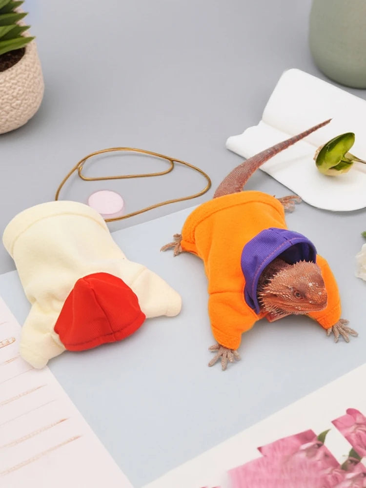 Lizards Clothes for Bearded Dragon Plush Hoodies Leopard Gecko Costume, Reptile Hoodies Apparel for Skin Protection