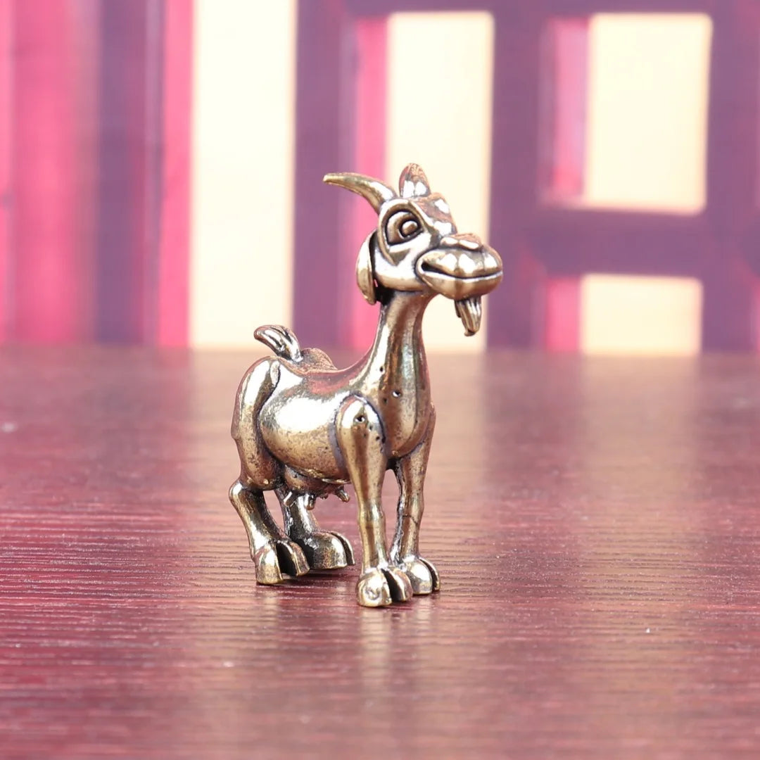 Vintage Brass Goat Statue - Intricate Retro Animal Sculpture Tea Pet for Home & Office Decor, Ideal for Collectors, Living Room