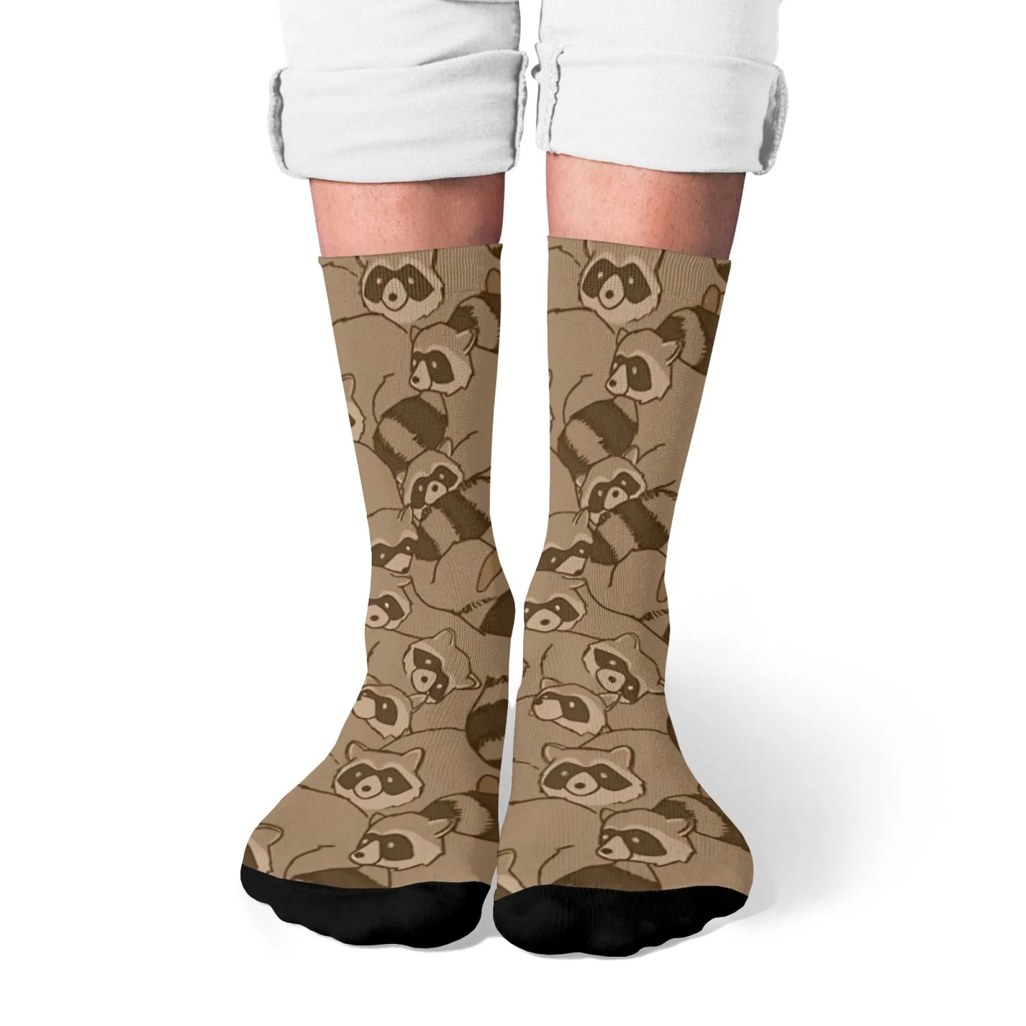 Cartoon Raccoon Theme Casual Socks Comfortable Breathable Non-slip Socks Novelty Harajuku Street Hip-Hop Crew Socks Unisex Gift