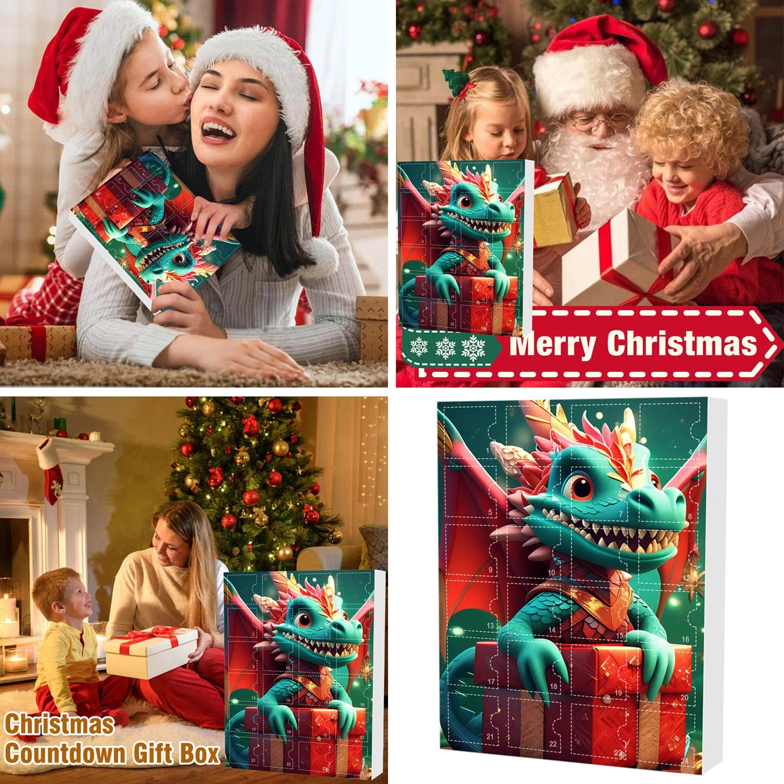 Dog/Dragon/Cat 24 Days Christmas Countdown Calendar Christmas Advent Calendar Xmas Countdown Calendar for Dog Lovers 2D