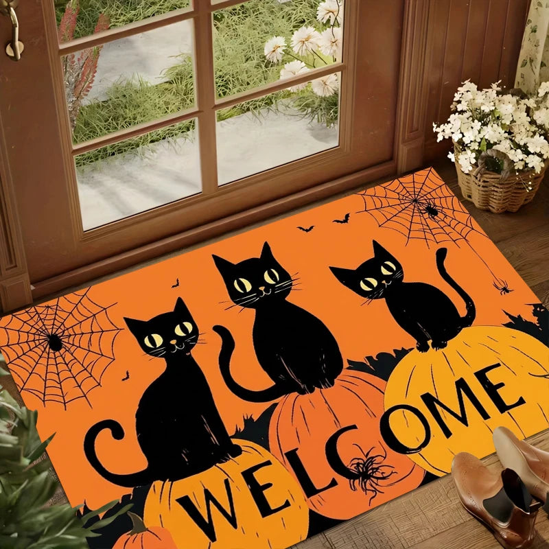 Halloween Black Cat Entry Door Mat