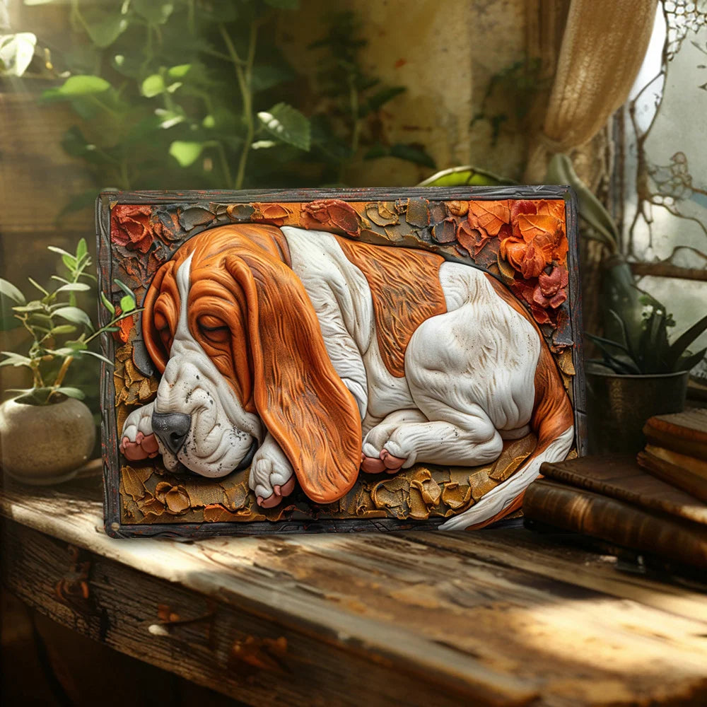 Basset Hound 3D Embossed Metal Sign Wall Art