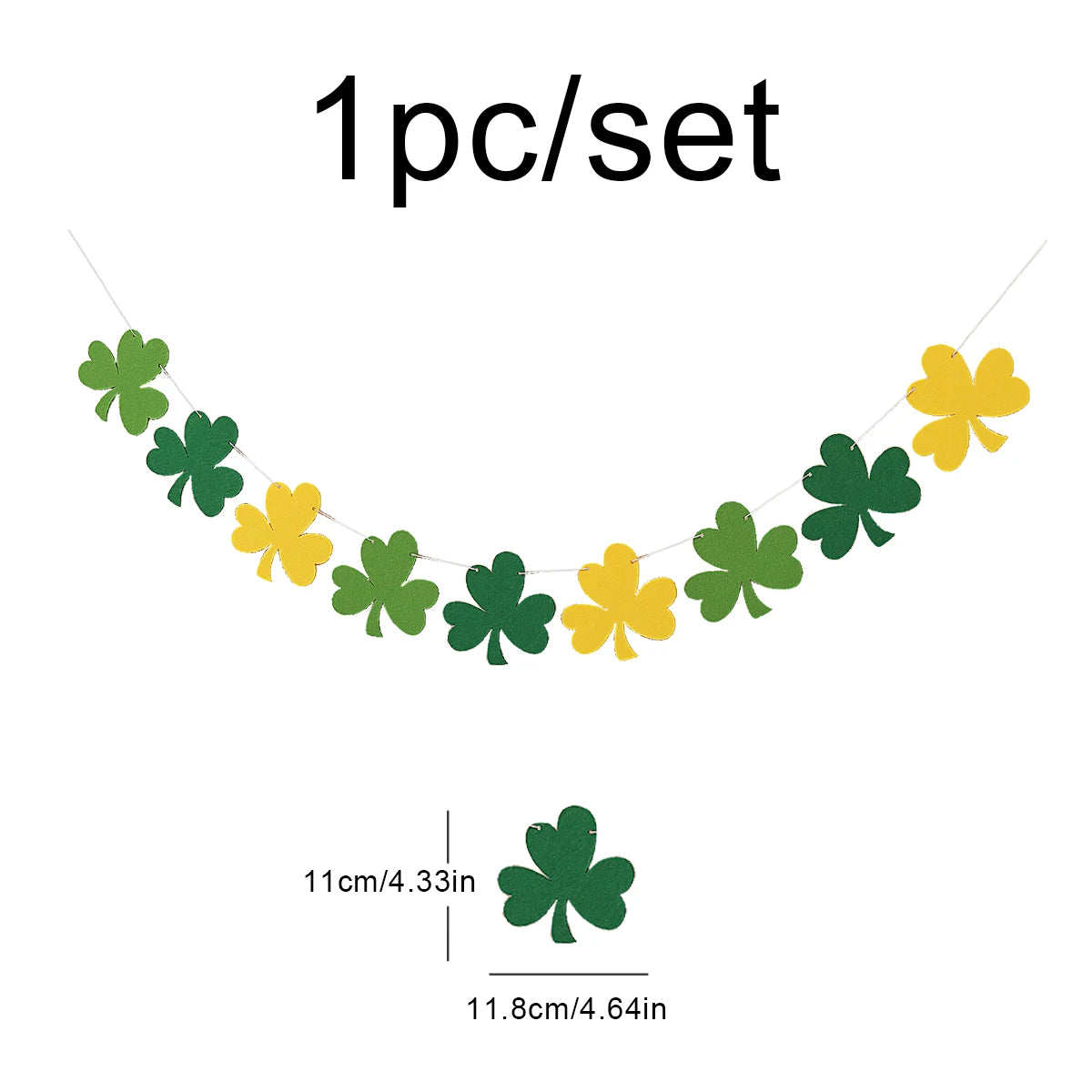 Irish St Patrick's Day felt dark green clover light green clover yellow fishtail clover pennant party decoration layout banner p