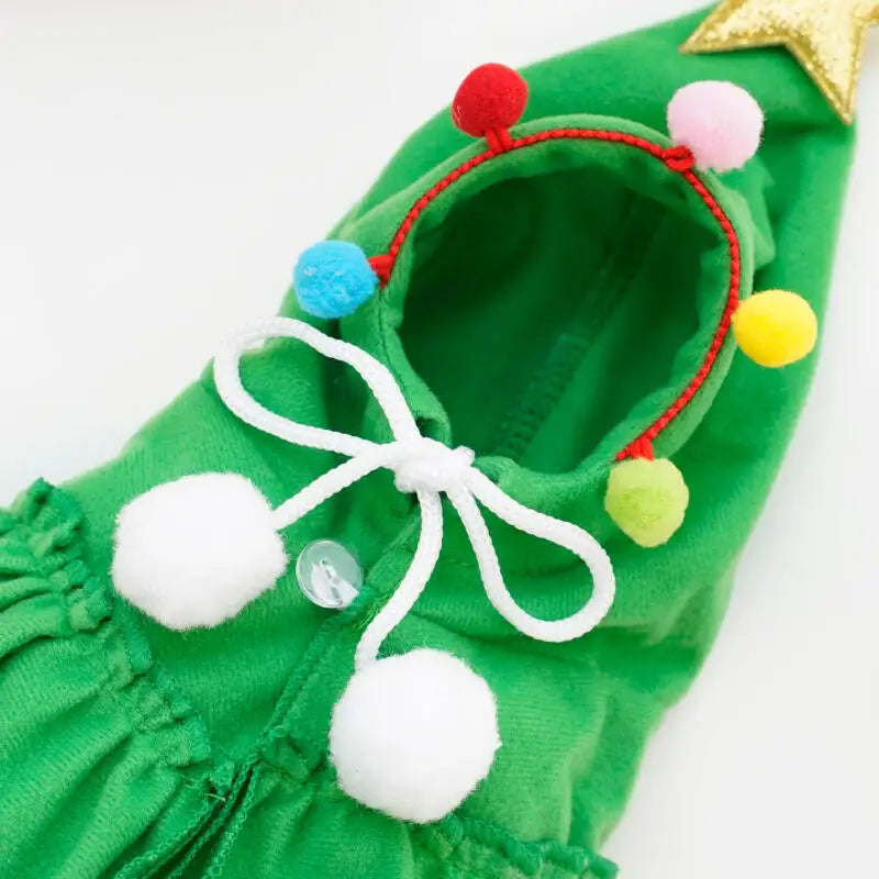 2025 Christmas Cat Dog Winter Warm Cloak Christmas Tree Shape Red Green Party Outfit For Puppy Kitten Transformation Apparel