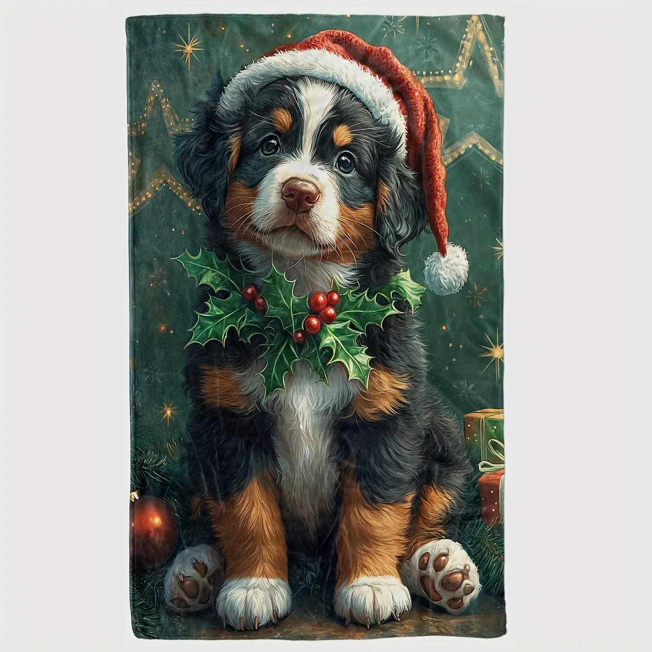 Christmas Woof: Bernese Mountain Dog in Festive Splendor Soft and comfortable New Year home decoration gift