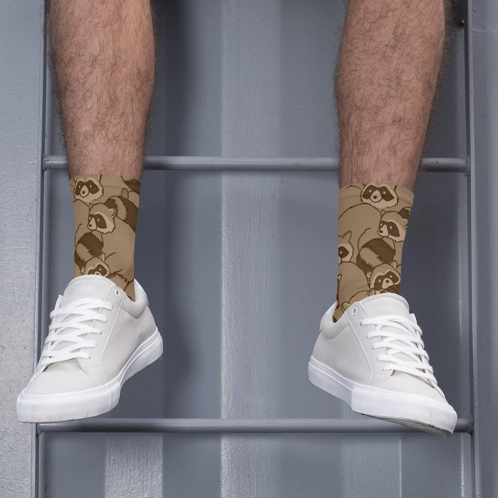 Cartoon Raccoon Theme Casual Socks Comfortable Breathable Non-slip Socks Novelty Harajuku Street Hip-Hop Crew Socks Unisex Gift
