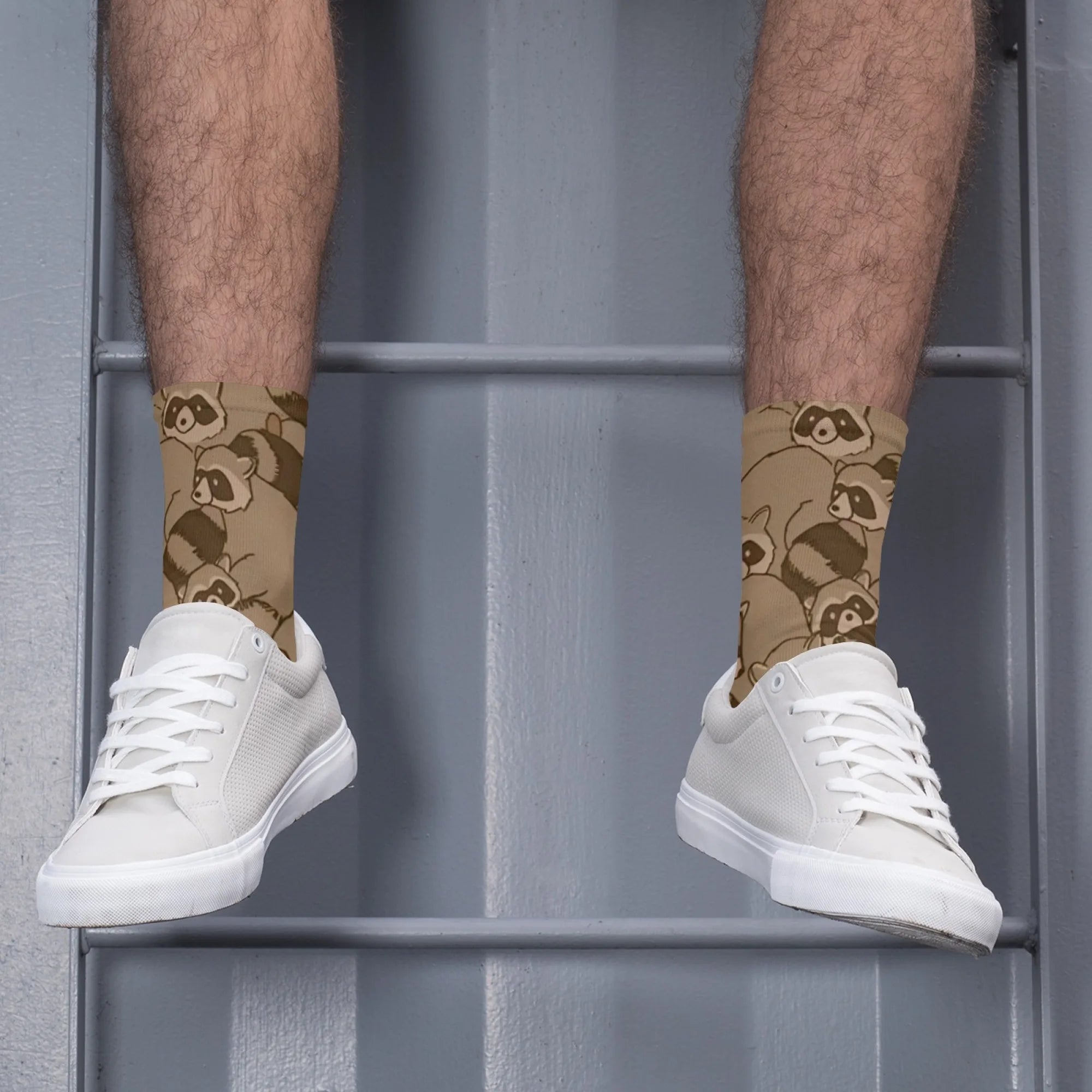 Cartoon Raccoon Theme Casual Socks Comfortable Breathable Non-slip Socks Novelty Harajuku Street Hip-Hop Crew Socks Unisex Gift