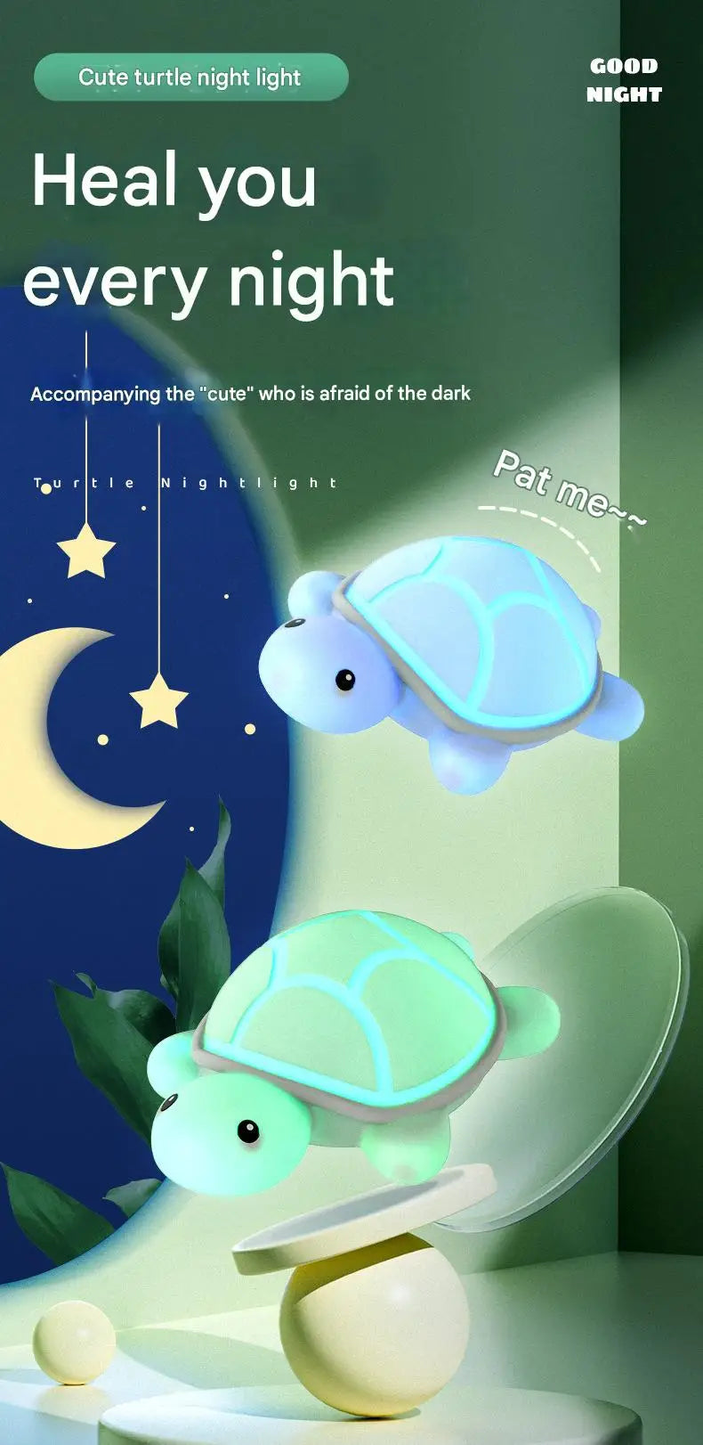 Led Turtle Night Light Cute Silicone Animal Cartoon Soft Lamp Touch Nightlight Children Sleep Light Room Bedside Decoration Gift