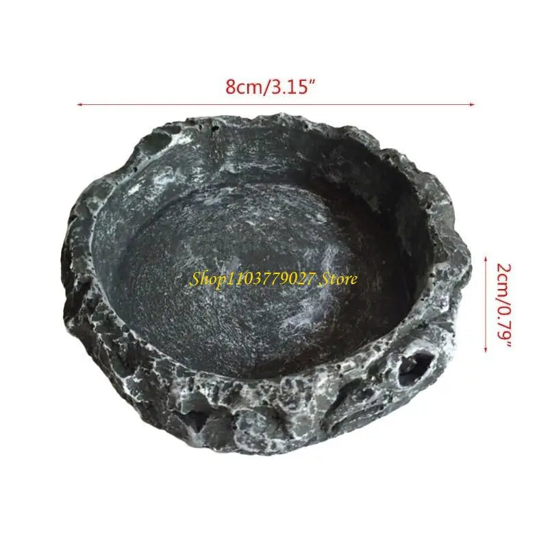 C4DF Water Dish Round Bowl Resin Feeding Bowls for Bearded Dragon for Tu