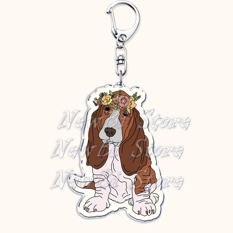 Funny Basset Hound Keychain