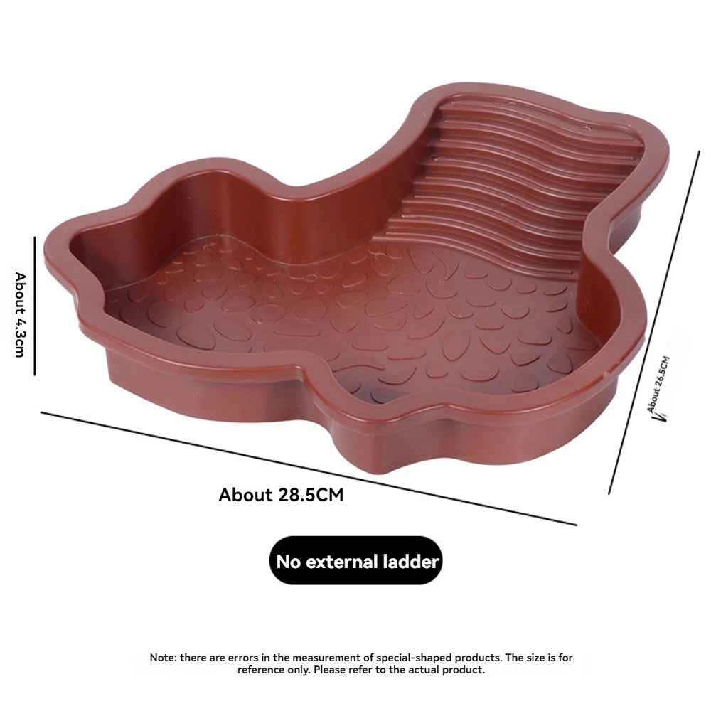 Turtles Bathing Pool Water Bowl with Slip Proof 35x28.50cm Friendly Habitat with Steps for Reptiles Resting and Soaking