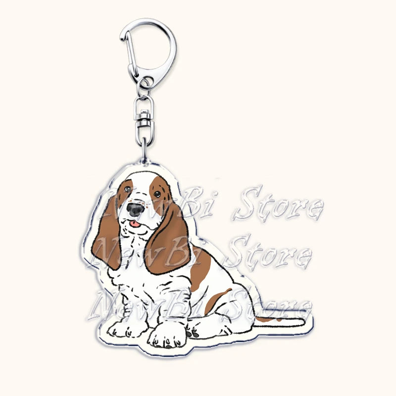 Funny Basset Hound Keychain