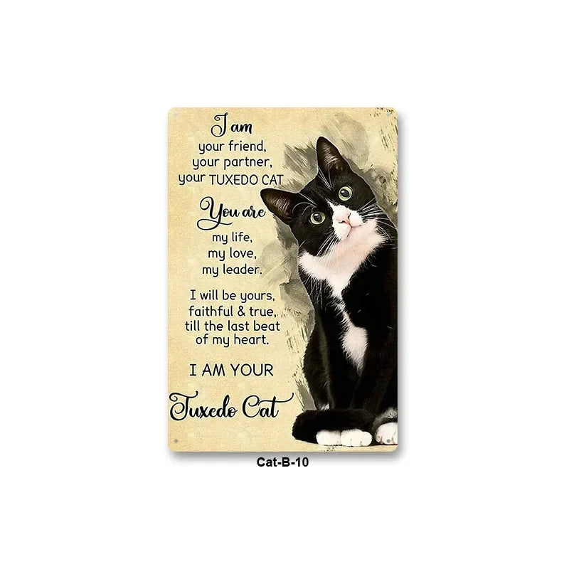 Black Cat Art Decor Home Metal Tin Sign