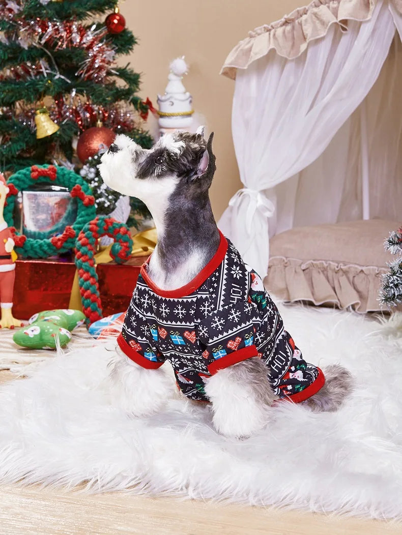Christmas Dog Cat T-Shirt Cute Holiday Print Pet Clothes for Small Dogs, Teddy, Cats - Festive Xmas Apparel Supplies Dog Hoodies