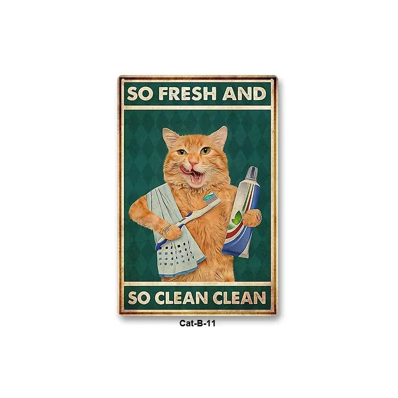 Black Cat Art Decor Home Metal Tin Sign