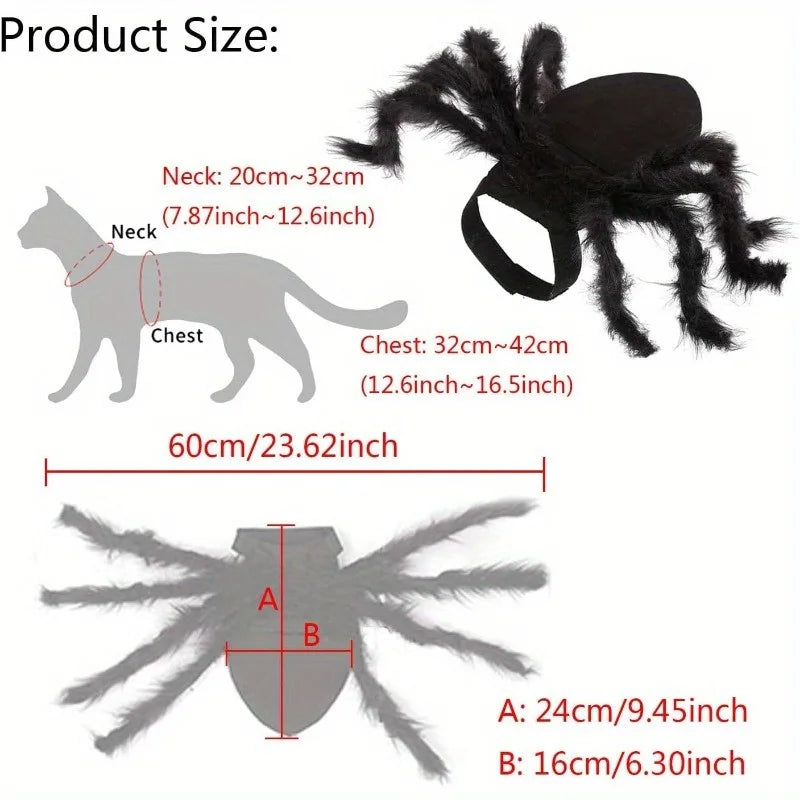 Halloween spider costume, dog and cat costume, role-playing costume, suitable for small dogs and cats, dress up accessories